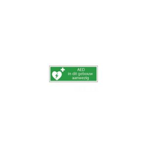 Pictogram sticker Aed in gebouw aanwezig 100x300mm